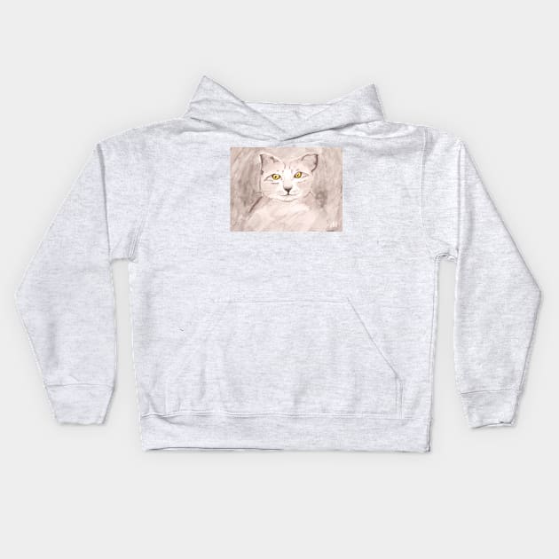 Gray Kitten Kids Hoodie by Maltez